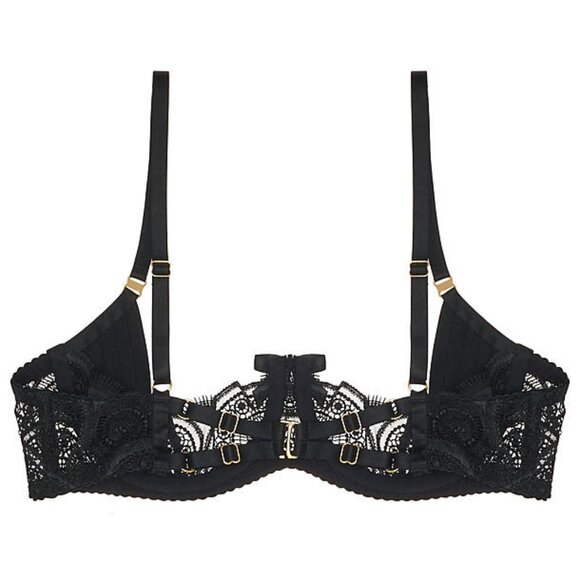Bordelle Nami Guipure Open Ouvert Wire Bra Black lace 24k gold M Medium